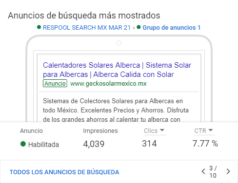 imagen de anuncio para calentadores solares para albercas en google ads de gecko solar energy por autocultivo marketing