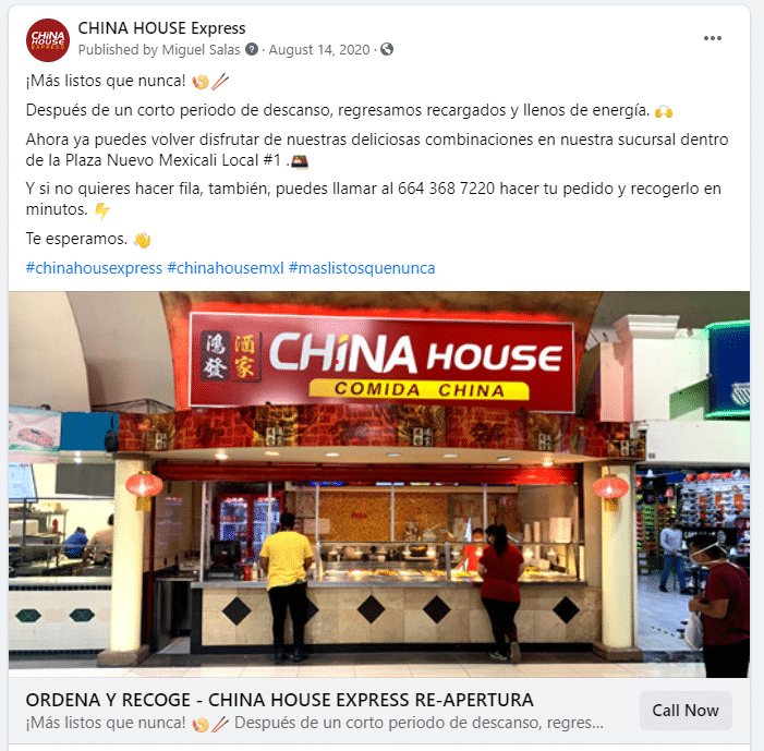 imagen de anuncio de china house express en facebook ads por autocultivo marketing